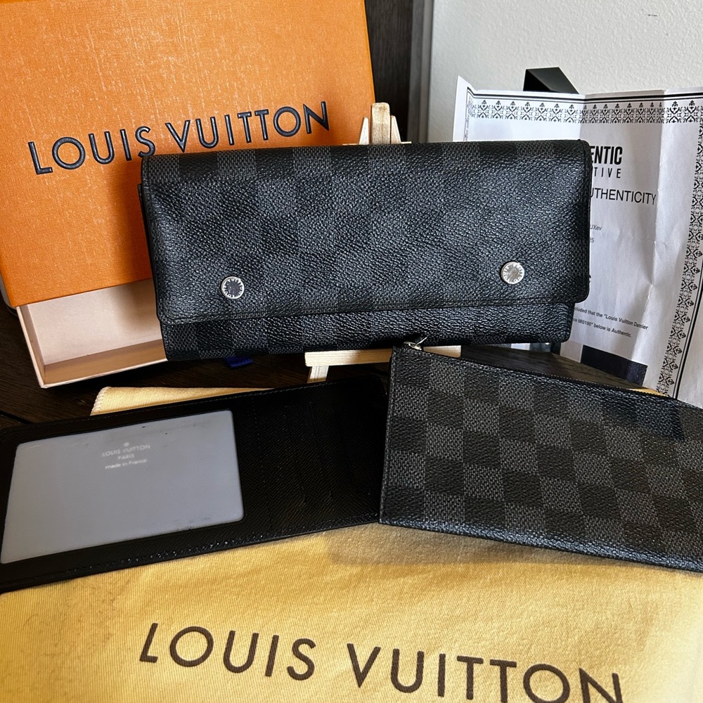 Louis Vuitton Damier Graphite Long Wallet Modulable 3 Piece! LIKE NEW!